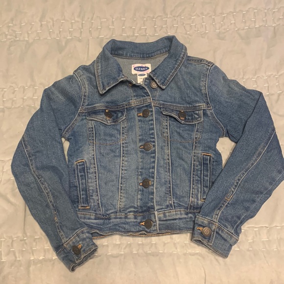 Denim Jean Jacket Button Front & Cuffs Stretch Old Navy Girls 6-7 - Picture 1 of 7